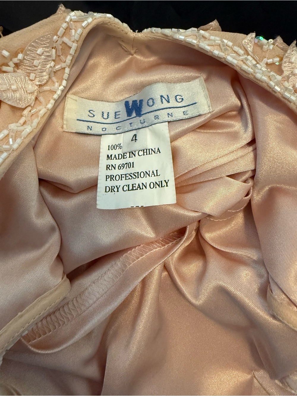 Sue Wong Beige Floral Embroidered High-Low Slip Dress. Rare vintage Y2K Sue Wong - Picture 4 of 4